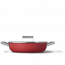 Сковорода глубокая с двумя ручками и крышкой, 28 см, красная